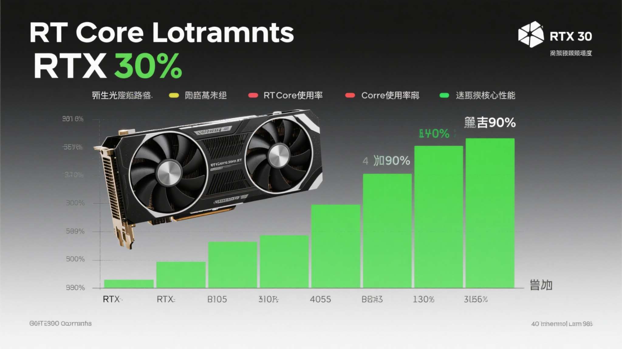 RT Core负载：原生光追路径下，RT Core使用率长期超过90%，这也是R
